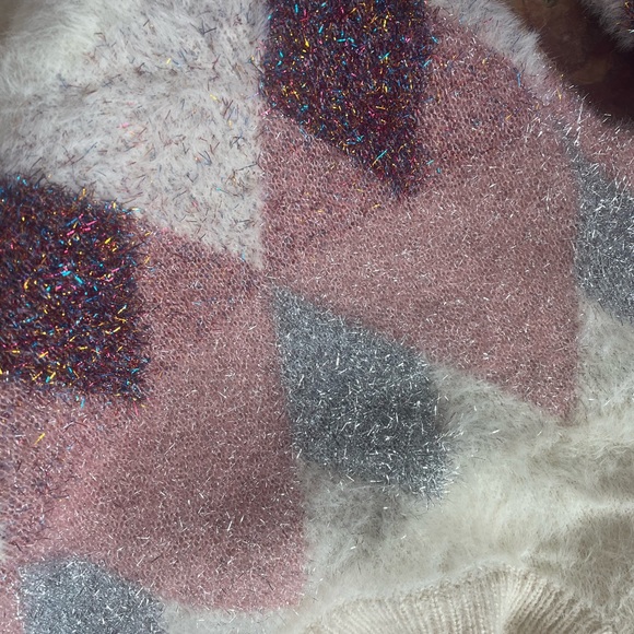 Zero Degrees Celsius Argyle Tinsel Sweater Holiday - Picture 7 of 8